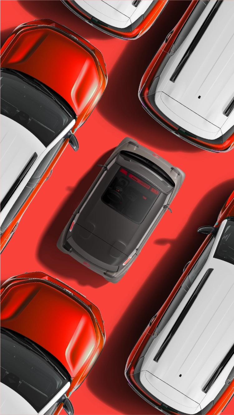 Vue de dessus d’une Citroën Ami mettant en avant un design électrique compact, sûr et fiable, offrant une mobilité urbaine innovante.